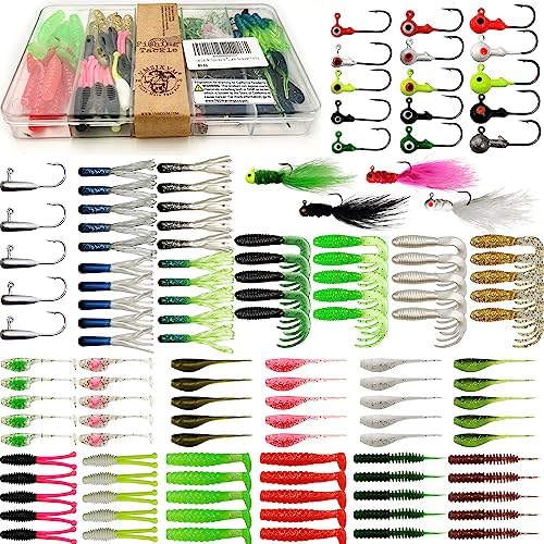Crappie Tube Lures Jig Heads Soft Plastic Baits Worms Kit by VMSIXVM