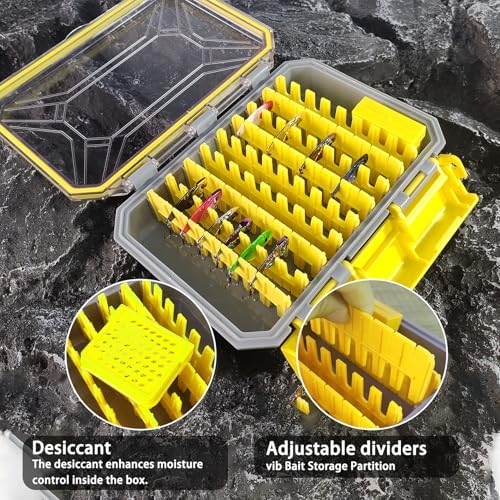 Aventik Bladed Jig Box Bearded Lures & Tackle Accessories Multiple Lure Organizer Case 8” x 6” x 1.6”(2, Lure Box Yellow) - Image 2