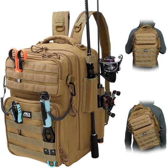 Fishing Backpack with Rod Holder, Fishing Tackle Bag by Apex+Outdoors