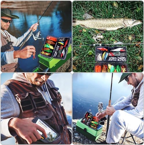 PLUSINNO Fishing Lures Fishing Tackle Box Fishing Gifts for Men, Bass, Trout Fishing Accessories Kit for Saltwater & Freshwater Fishing Gear Including Topwater Lures, Hooks, Spinnerbaits - Image 7