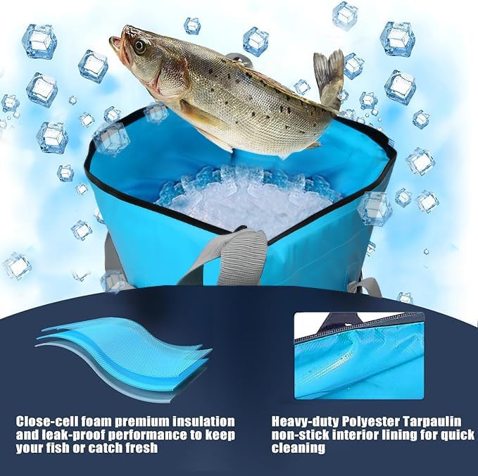 MORXPLOR Insulated Fish Cooler Bag for Fishing 41x17 47x17In 50x20In 60x24 72x30 80X40 Inches,Large Insulated Fish Kill Bag,Fishing Catch Bag Cooler with Water-resistant Zipper - Image 6