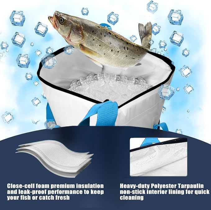 MORXPLOR Insulated Fish Cooler Bag for Fishing 41x17 47x17In 50x20In 60x24 72x30 80X40 Inches,Large Insulated Fish Kill Bag,Fishing Catch Bag Cooler with Water-resistant Zipper - Image 4