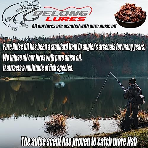 Delong Lures Fishing Lures Bass Set, 10" Pre-Rigged Weedless Swim Bait, Twister Tail Bass Fishing Lures, Extra Durable Soft Plastic Baits for Freshwater - 5 pcs Bass Baits and Lures Pack, Made in USA - Image 6