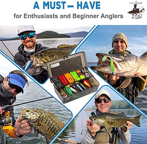 PLUSINNO Fishing Lures Fishing Tackle Box Fishing Gifts for Men, Bass, Trout Fishing Accessories Kit for Saltwater & Freshwater Fishing Gear Including Topwater Lures, Hooks, Spinnerbaits - Image 7