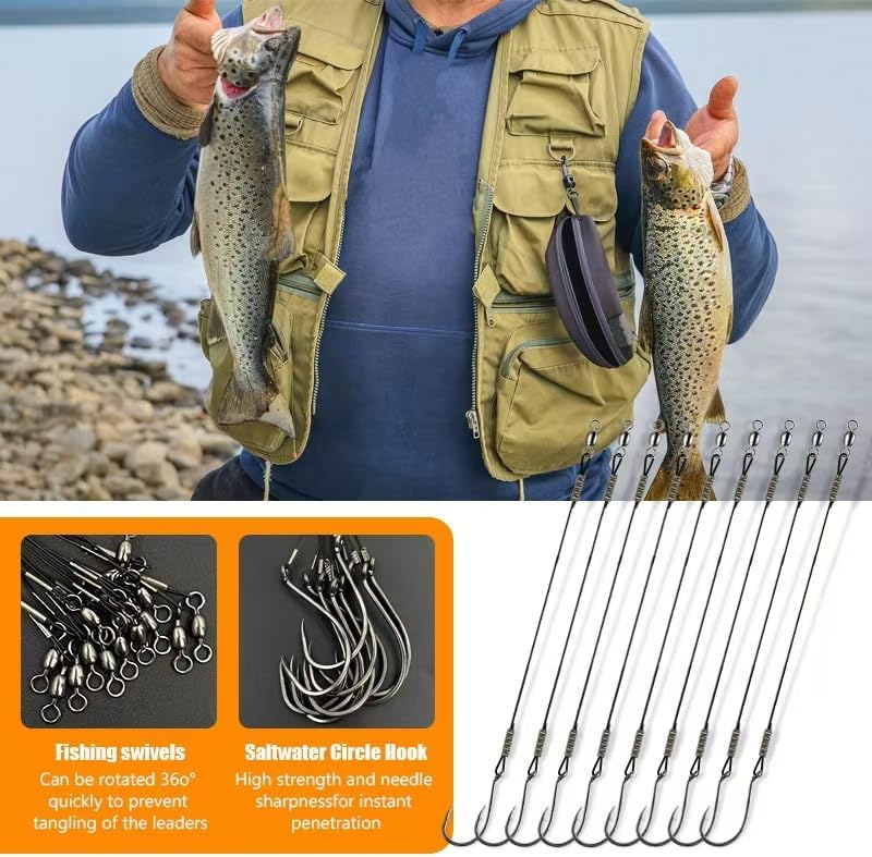 YOTO Circle Hooks Rigs with Saltwater Steel Leader Wire, 25/50PCS Octopus Hook Rig for Bass Catfish Fishing - Image 5