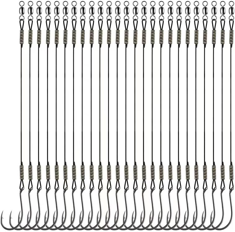 YOTO Circle Hooks Rigs with Saltwater Steel Leader Wire, 25/50PCS Octopus Hook Rig for Bass Catfish Fishing by YOTO