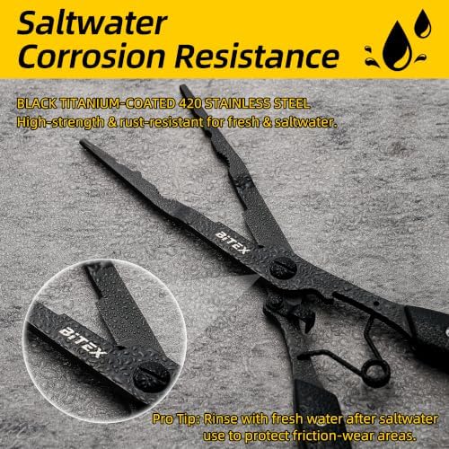 BiteX Long Nose Fishing Pliers, Braid Cutter & Hook Remover, Saltwater - Image 3