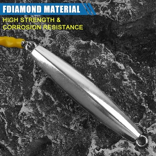 Diamond Jigs Saltwater Fishing Lures,Casting Jigging Spoon with Split Tube Tail Stainless Steel Hook Metal Jig Spoon Baits for Deep Sea Offshore Surf Fishing Bottom Sinking - Image 5
