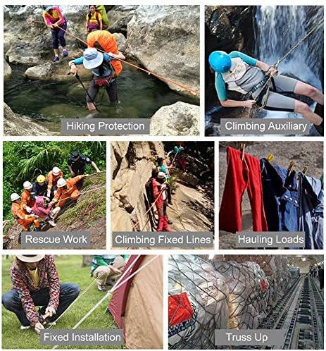 X XBEN Outdoor Climbing Rope 10M(32ft) 20M(64ft) 30M(96ft) 50M(160ft) 70M(230ft) 152M(500FT) 352M(1000FT) Static Rock Climbing Rope for Escape Rope Ice Climbing Equipment Fire Rescue Parachute - Image 6