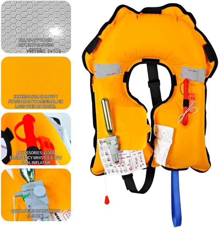Automatic Inflatable Life Jacket,Preserver PFD for Adults,Life Vest for Adult,Supports Weight up to 330 pounds - Image 2