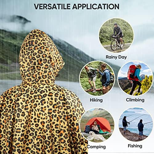 PTEROMY Hooded Rain Poncho for Adults, Reusable Waterproof Raincoat - Image 6