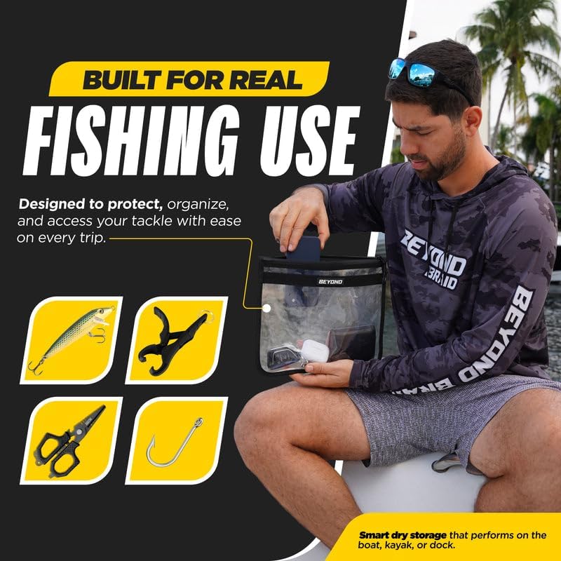 Beyond Fishing DryVault Tackle Storage Bag – Soft Plastic Bait Storage, Fishing Tackle See Through Bait Bag, Water-Resistant, Durable & Transparent Soft Bait Organizer for Easy Gear Access - Image 2