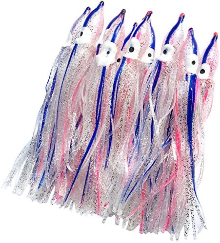 Hoochie Octopus Skirts Trolling Lures Fishing Tackle Soft Plastic Lures Luminous Squid Skirts Saltwater/Bait Lures1.9 '' - 8 ''（22PK） by Cheerouters