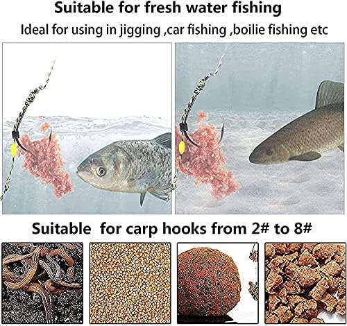 YOTO Carp Fishing Hair Rigs - 24 Pcs High Carbon Steel Curved Barbed Hooks with Swivels and Boilies - Image 6
