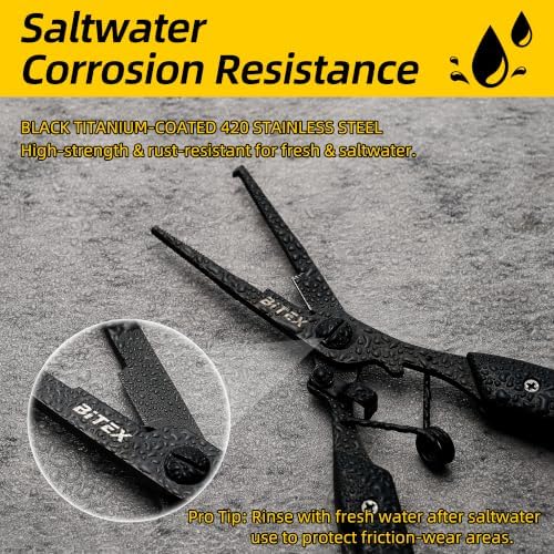 BiteX Fishing Pliers with Split Ring Tip and Braid Cutter, Saltwater - Image 3