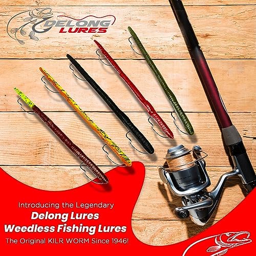 DeLong Lures 6" KILR Worm – Made in USA Weedless Pre-Rigged Soft Plastic Swimbaits, Extra Durable Bass Fishing Lures for Pike and More, 5-Pack Variety - Image 5