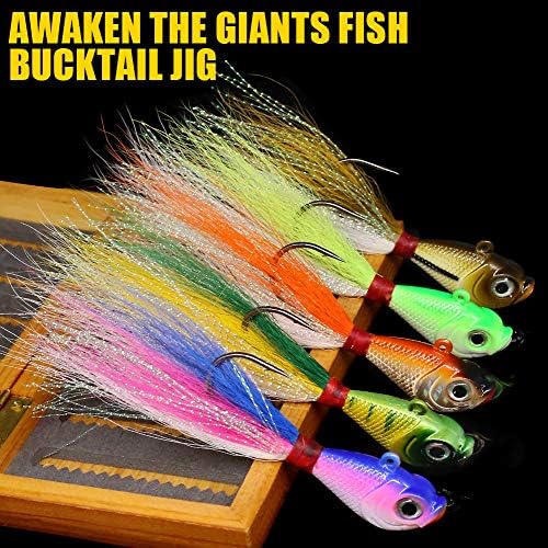 Bucktail-Jigs-Saltwater-Hair-Jigs-Head -Fishing-Lures-Assorted Kit - Image 2