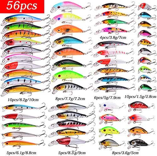 Aorace Fishing Lures Kit Mixed Including Minnow Popper Crank Baits with Hooks for Saltwater Freshwater Trout Bass Salmon Fishing - Image 2