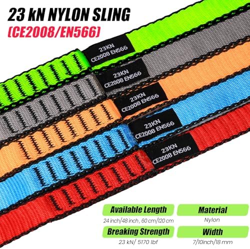 18MM Nylon Climbing Slings Runners 23 kN Strong Webbing Straps for Rock Climbing, Rappelling, Swing, Yoga Hammock etc - Image 2