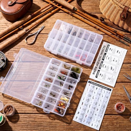 122 Pcs/ 40 Pcs Hand Tied Fly Fishing Flies Assortment with 2 Fly Boxes ID Learn Cards, Dry, Wet, Streamers, Wooly Bugger, Terrestrial Trout Bass Lure for Fishing Lover Gift - Image 6
