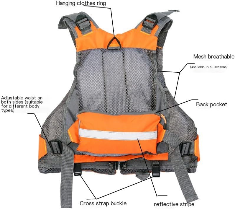 JKSPORTS Fly Fishing Vest - Fishing Safety Life Jacket for Swimming, Sailing, Boating, Kayak - Floating Multifunction Breathable Backpack for Men and Women - Adjustable, Grey/Green/Red/Blue - Image 6