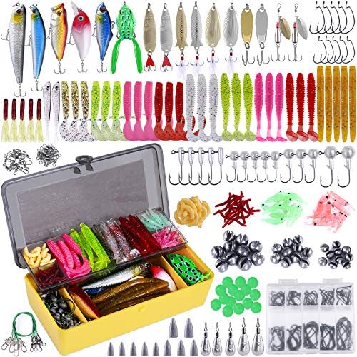 PLUSINNO Fishing Lures, All-in-One Fishing Tackle Box with Tackle Included, Fishing Gear Lure Bait Accessories Kit for Freshwater Bass Trout, Ideal Fishing Gifts for Men, Father & Beginners by PLUSINNO