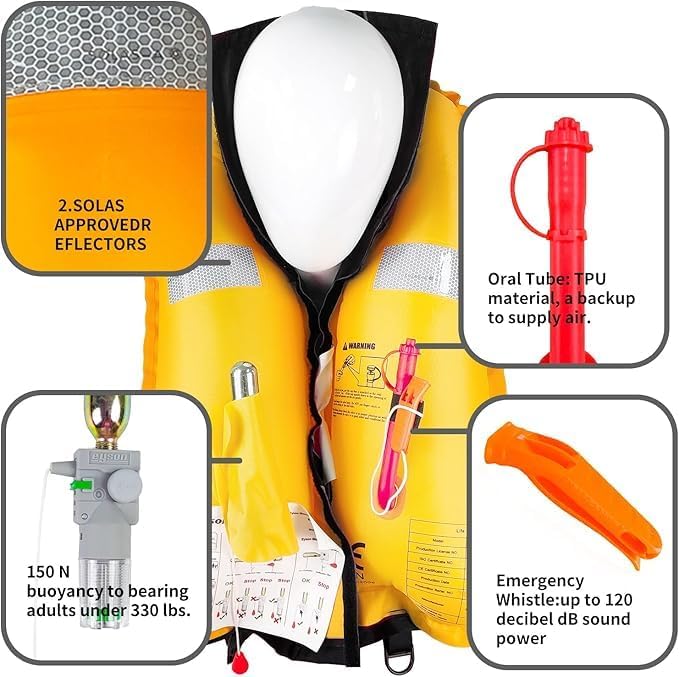 Automatic Inflatable Life Jacket|Life Vest for Adults|PFD Low Profile|Supports up to 330 lbs - Image 2