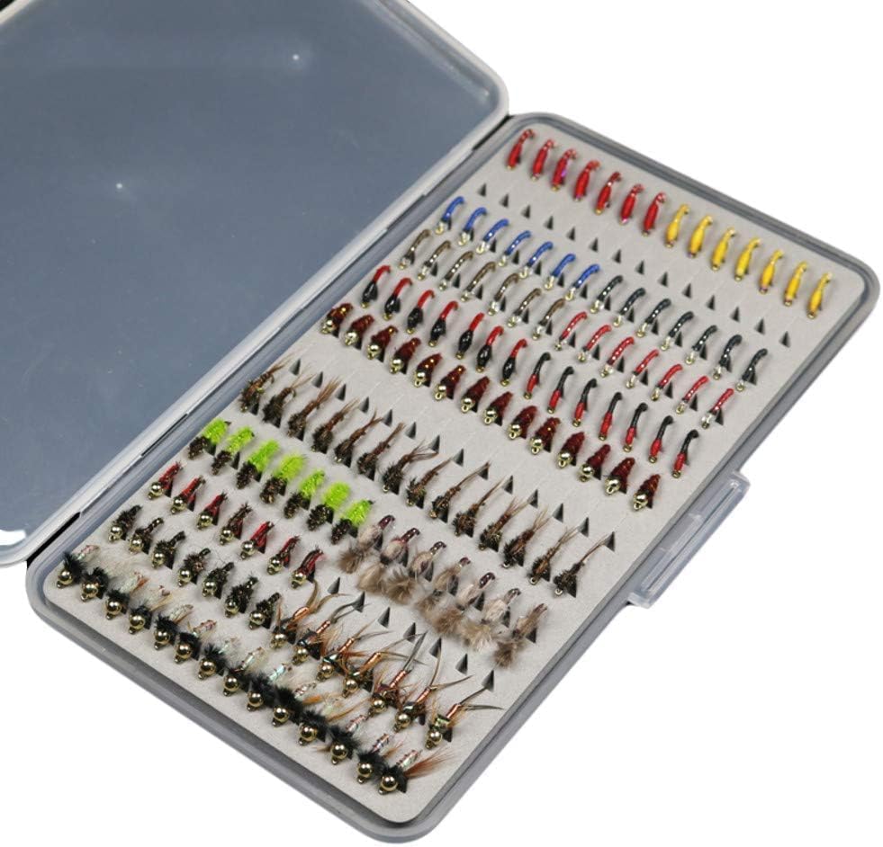 133pcs/Set Ultra-Thin Portable Nymph Scud Midge Flies Kit Assortment with Box Trout Fishing Fly Lures by ievei
