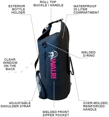 WALRI 20L Waterproof day pack for Sports, Surf, Turf and Dirt (Black) - Image 2