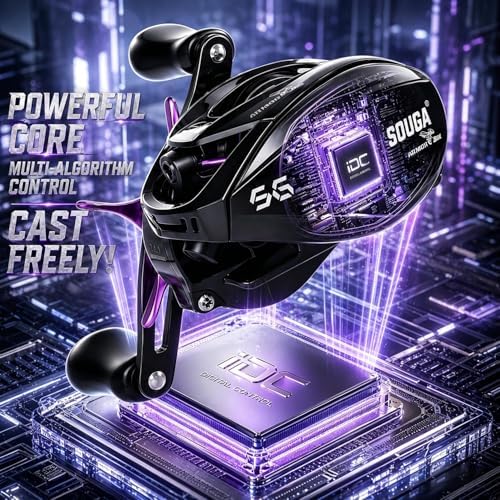 SOUGA DC Baitcaster Reel with Smart Magnetic Anti-Backlash System, 184g Ultra-Light Baitcasting Reel, 33LB Max Drag, 7.1:1 High Speed Gear Ratio, Drag Easy Casting for Tournament & Beginner Anglers - Image 6