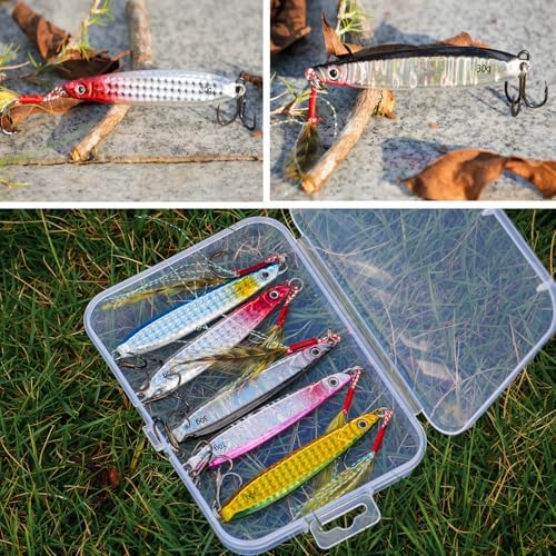 Fishing Spoons Lures Saltwater Jigging Lures with Ultra-Sharp Hooks Micro Jigging Bait for Bass Tuna Salmon Grouper 5PCS - Image 7