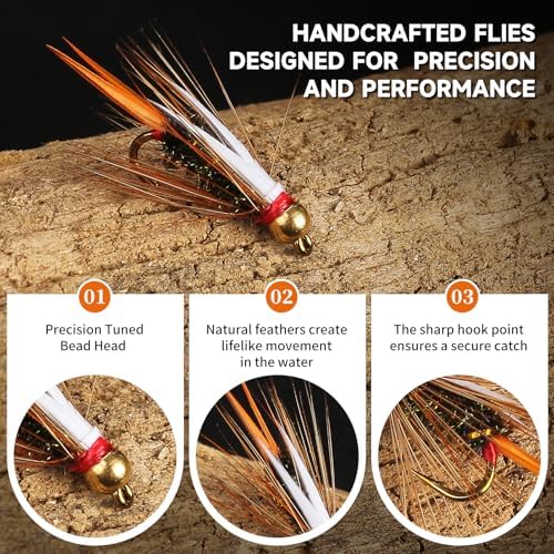 Maxcatch Nymph Fly Fishing Flies Kit for Trout, 24-Piece Assortment with Waterproof Pocket Box, Hand-Tied, Travel-Friendly - Image 3