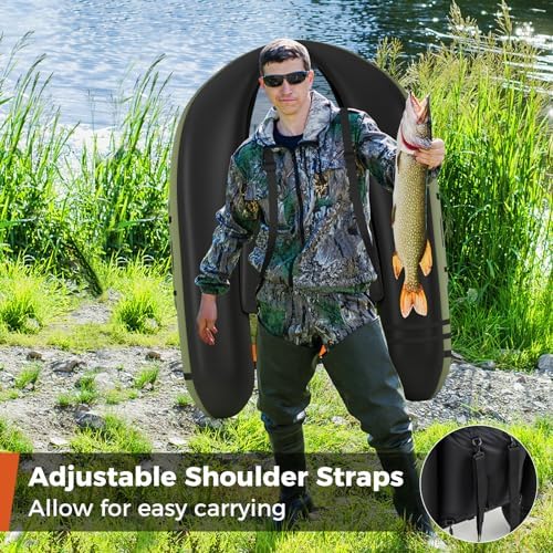 Goplus Inflatable Float Tube, Fishing Belly Boat with Fish Ruler, Pump, Storage Pockets, Adjustable Straps, Fishing Float Tube for Angling, 350LBS Load Capacity - Image 2