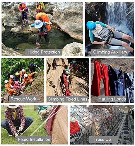 X XBEN Outdoor Climbing Rope 10M(32ft) 20M(64ft) 30M(96ft) 50M(160ft) 70M(230ft) 152M(500FT) 352M(1000FT) Static Rock Climbing Rope for Escape Rope Ice Climbing Equipment Fire Rescue Parachute - Image 5