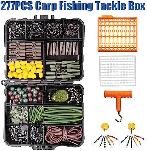 Carp Fishing Equipment Kit, 277pcs Carp Fishing Tackle Box with Carp Hooks Boilies Corn Baits Weights Rigs Swivels Snaps Various Gear Accessories Set for Men Gift - Image 4