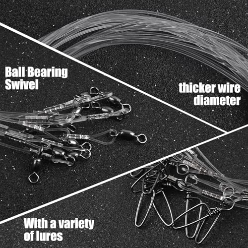 Fluorocarbon Fishing Leaders, 24pcs Invisible Wire Leader Line with Swivels Snap Fluorocarbon Fishing Line Leader Connects Lures Bait or Hooks for Saltwater Freshwater 20lb-50lb - Image 4
