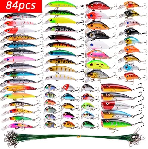 Aorace Fishing Lures Kit Mixed Including Minnow Popper Crank Baits with Hooks for Saltwater Freshwater Trout Bass Salmon Fishing - Image 3