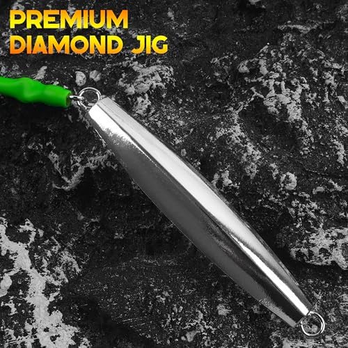 Diamond Jig Saltwater Fishing Lure, 2/3pcs Casting Jigging Spoons with Split Tube Tail Striped Bass Flat Metal Jig for Surf Fishing Bottom Sinking Bouncing Deep Sea Ocean 1-10oz - Image 3