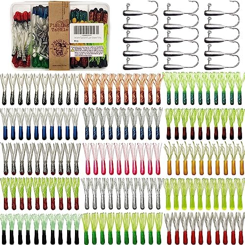 Crappie Tube Lures Jig Heads Soft Plastic Baits Worms Kit by VMSIXVM
