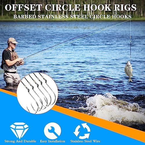 Circle Hooks Rigs,Steel Catfish Hook Rig,Octopus Fishing Hook with Leader,Fishing Circle Hook Wire for Saltwater Freshwater - Image 6