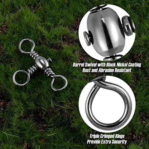 Dr.Fish 30 Pack Fishing 3 Way Swivels, 35-175LB, Three Way Barrel Swivels Fishing Tackle Catfish Rig - Image 3