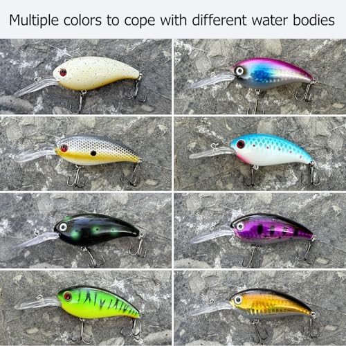 Crankbait Lures Kit, 8-Pack Lifelike Hard Swimbaits with Diving Lip for Bass Fishing, Assorted Colors, Freshwater Saltwater Fishing Gear for Bass, Trout, Pike - Image 4
