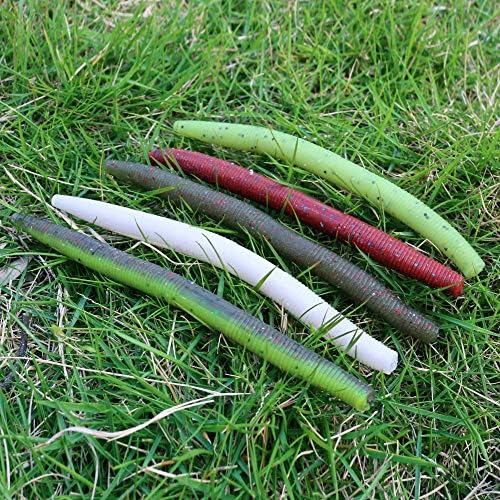Wacky-Worms-Bass-Fishing-Lure-Kit-Wacky-Rig-Worms-Soft-Plastic-Stick-Baits3 4" 5" 6 inch - Image 6