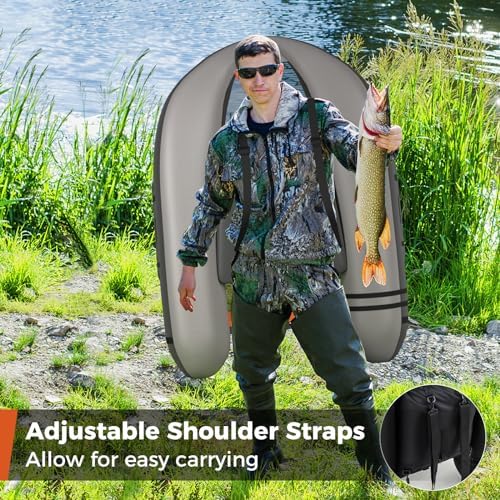 Goplus Inflatable Float Tube, Fishing Belly Boat with Fish Ruler, Pump, Storage Pockets, Adjustable Straps, Fishing Float Tube for Angling, 350LBS Load Capacity - Image 2