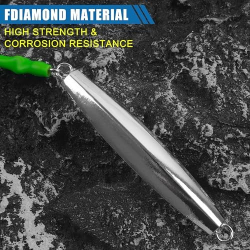 Diamond Jigs Saltwater Fishing Lures,Casting Jigging Spoon with Split Tube Tail Stainless Steel Hook Metal Jig Spoon Baits for Deep Sea Offshore Surf Fishing Bottom Sinking - Image 5
