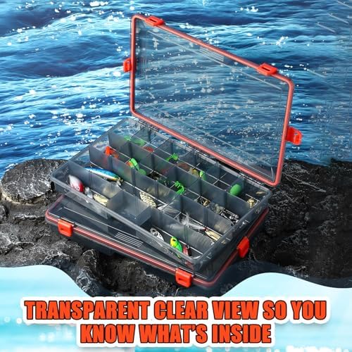 Wonderjune 12 Pack Fishing Tackle Box Waterproof 3600 Tackle Tray, Orange - Image 5