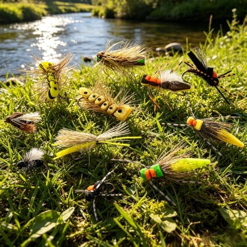 Fly Fishing Flies Kit Hand-Tied Dry Wet Flies Nymphs Streamers Assortment with Fly Box - Image 7