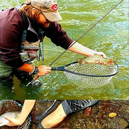 Aventik Fly Floating Fishing Net Carbon Fiber Landing Trout Net Light Weight Clear Rubber Ghost Net Catch & Release - Image 4