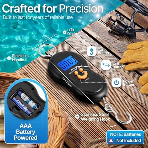 Flexzion Digital Fish Scale & Luggage Weight Scale with Hook, 110 lb/50 kg - Image 6