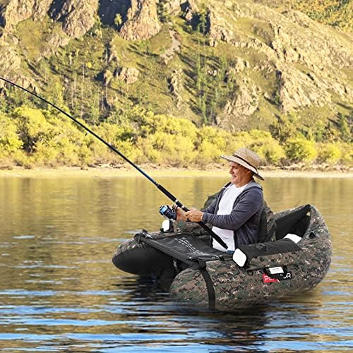 PEXMOR Inflatable Fishing Float Tube, Float Tubes for Fishing w/Rod Holder | Fish Ruler | Pump | Carry Bag | Adjustable Straps| Storage Pockets, 350LBS Capacity Fly Fishing Belly Boat - Image 7